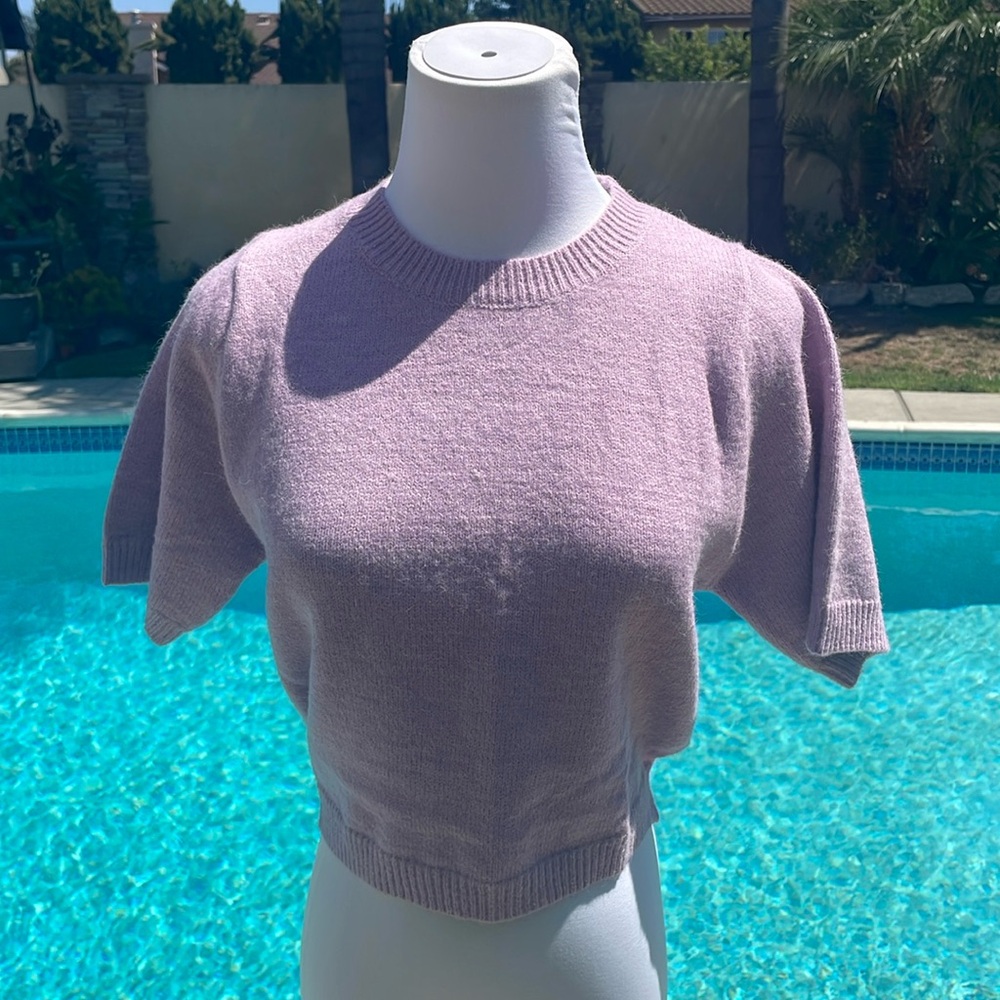 Sans Souchi Cropped lilac, tie-back sweater | Size S